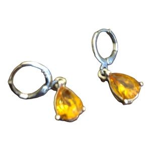 Yaomiao Crystal Dangle Cubic Zirconia Water Drop Earrings Yellow/Silver Women